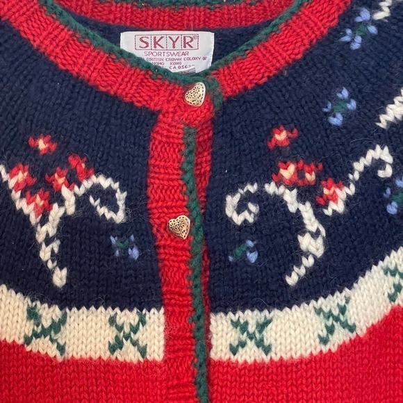 SKYR Vintage Holiday Cardigan Sweater Embroidered Red Women’s Size L - Picture 12 of 12